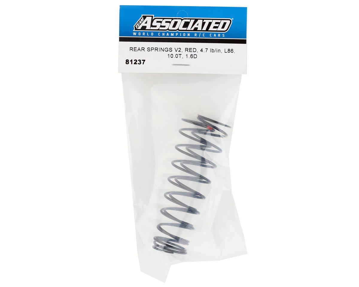 Team Associated RC8T4 Rear V2 Shock Spring Set (Red - 4.7lb/in) (2)