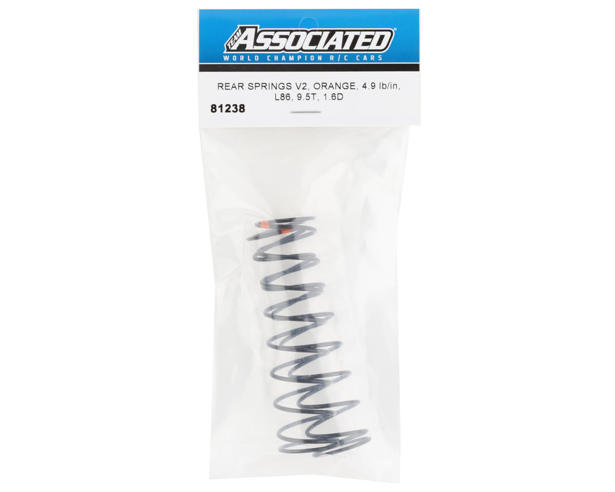 Team Associated RC8T4 Rear V2 Shock Spring Set (Orange - 4.9lb/in)