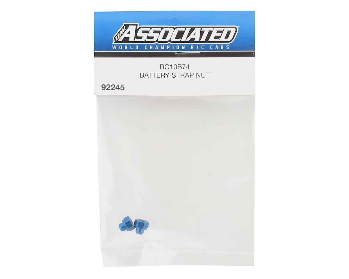 Team Associated RC10B74 Aluminum Battery Strap Nut (Blue) (2)