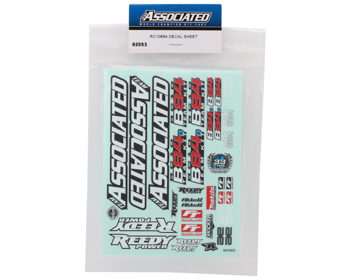 Team Associated RC10B84 Decal Sheet