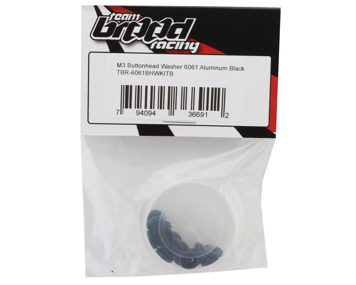 Team Brood 3mm 6061 Aluminum Button Head Washer (Black) (16)