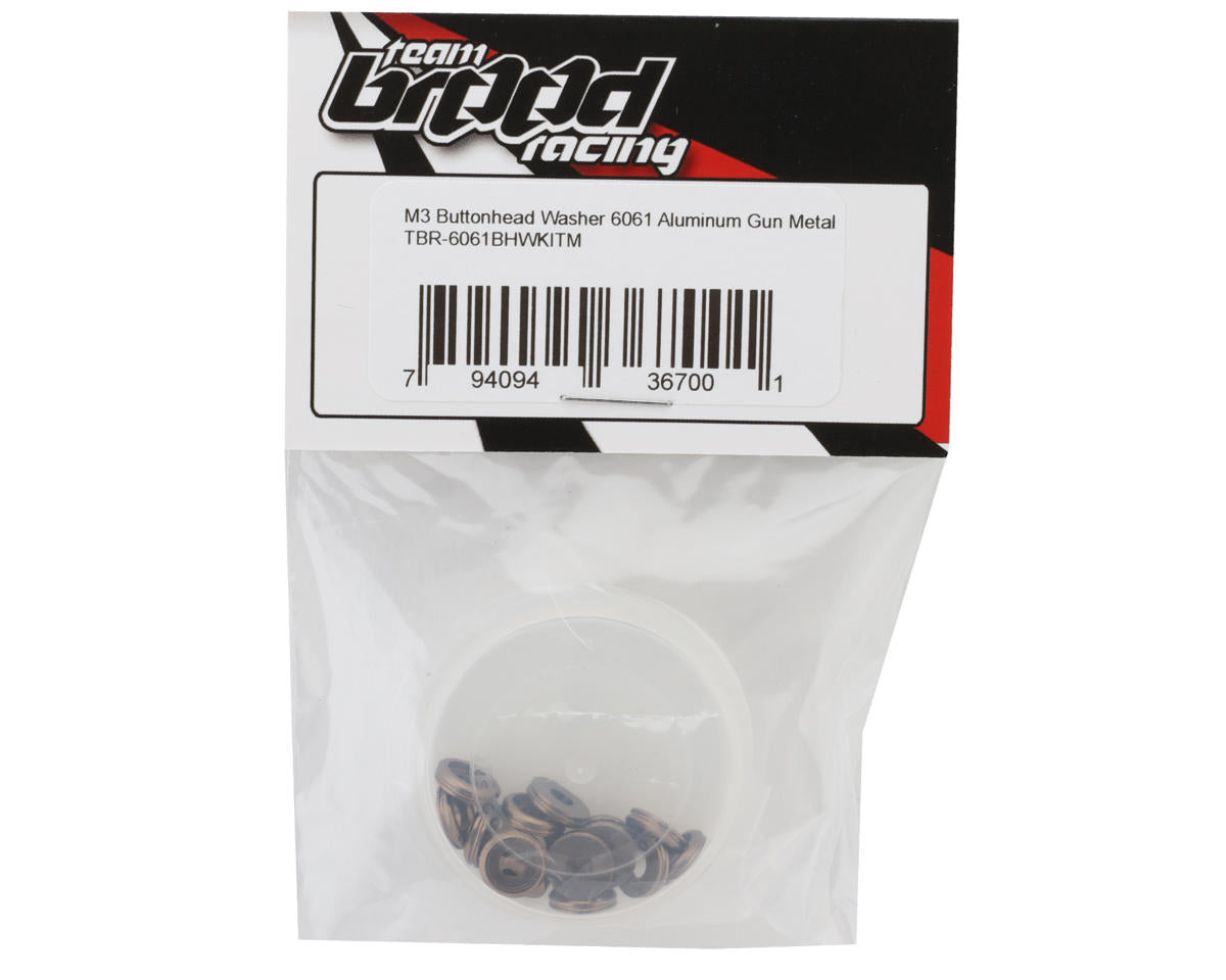 Team Brood 3mm 6061 Aluminum Button Head Washer (Gun Metal) (16)