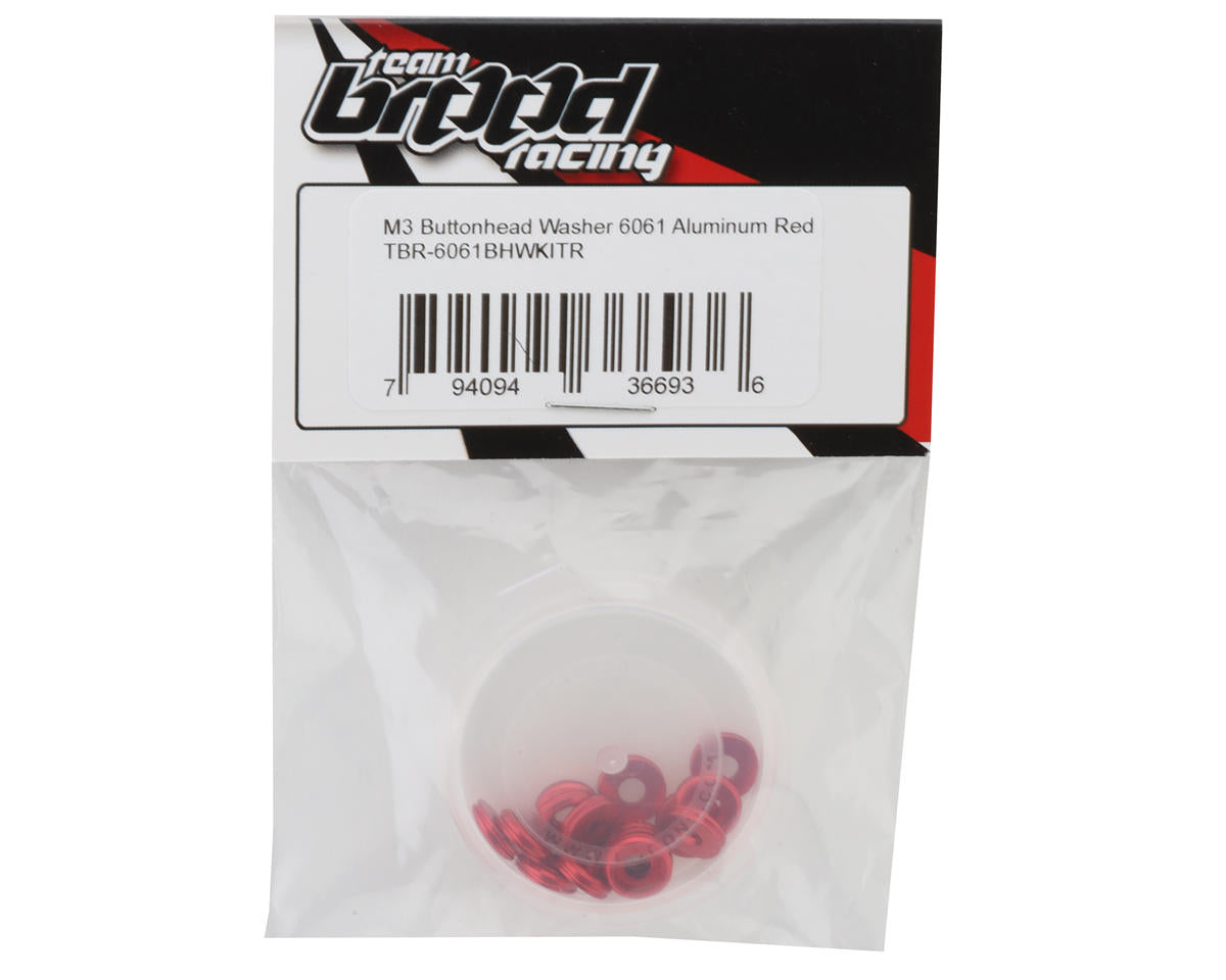 Team Brood 3mm 6061 Aluminum Button Head Washer (Red) (16)