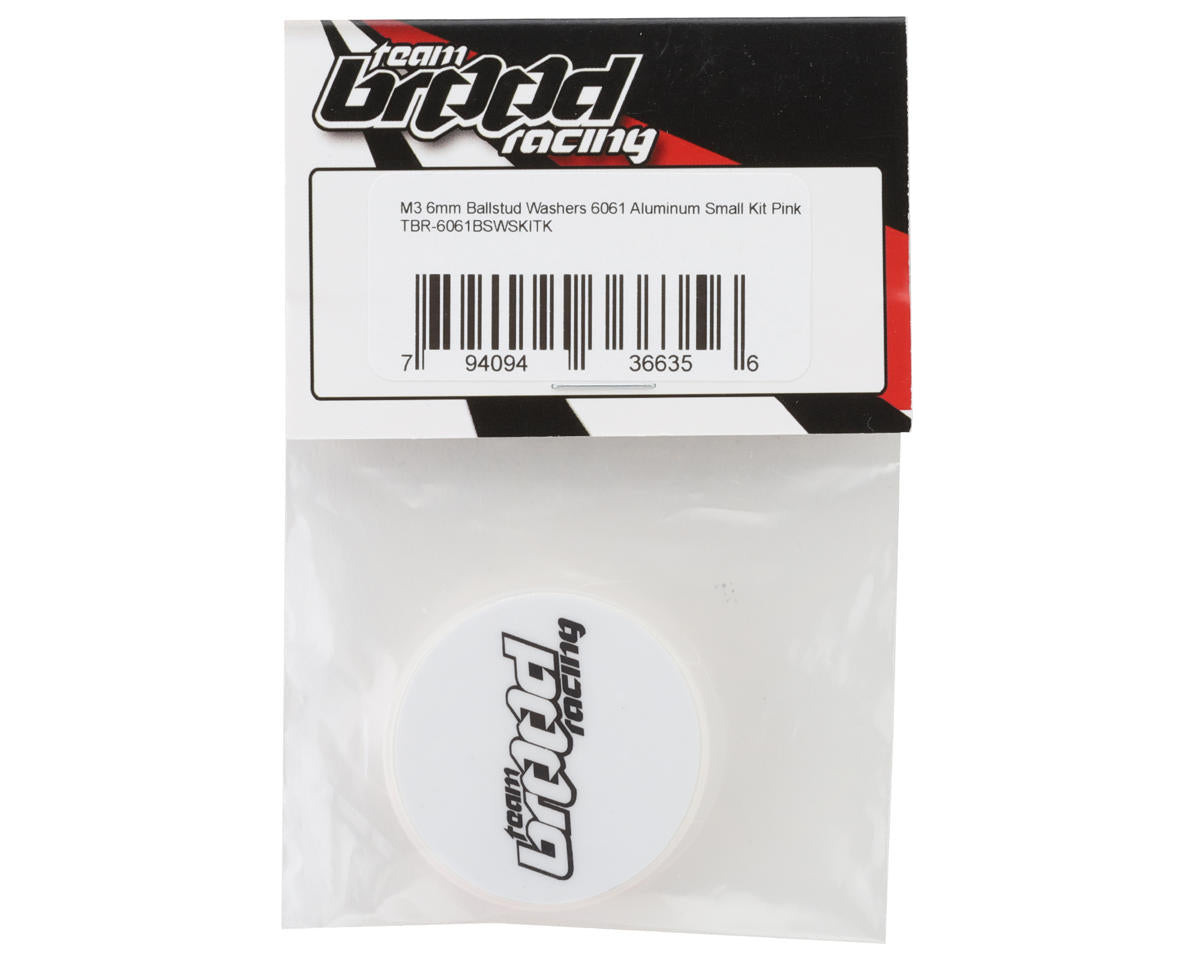 Team Brood 3x6mm 6061 Aluminum Ball Stud Washers Small Kit (Pink) (16)