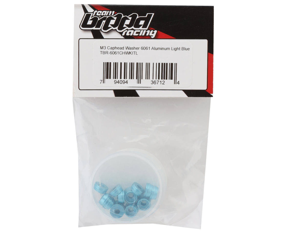 Team Brood 3mm 6061 Aluminum Cap Head Washer (Light Blue) (16)