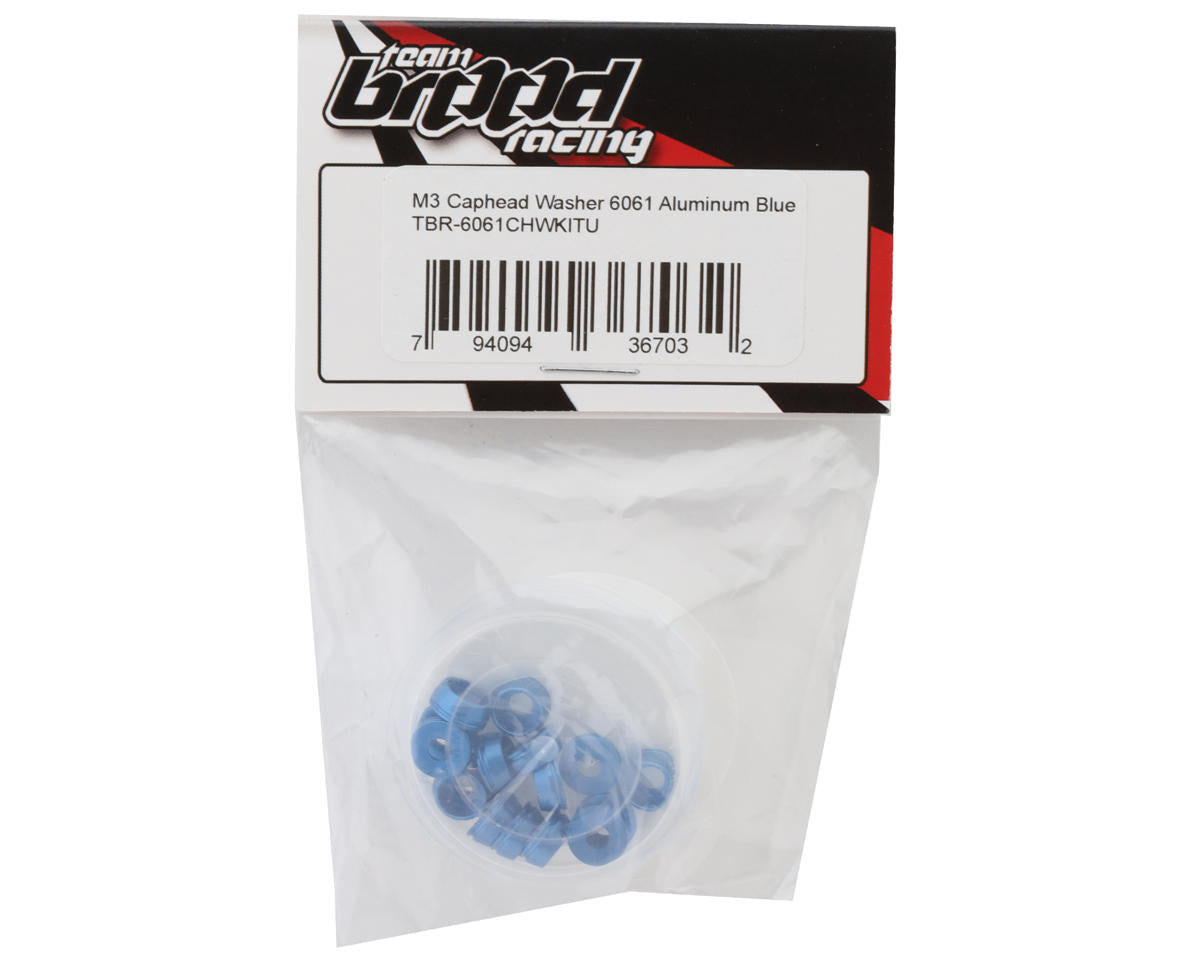 Team Brood 3mm 6061 Aluminum Cap Head Washer (Blue) (16)