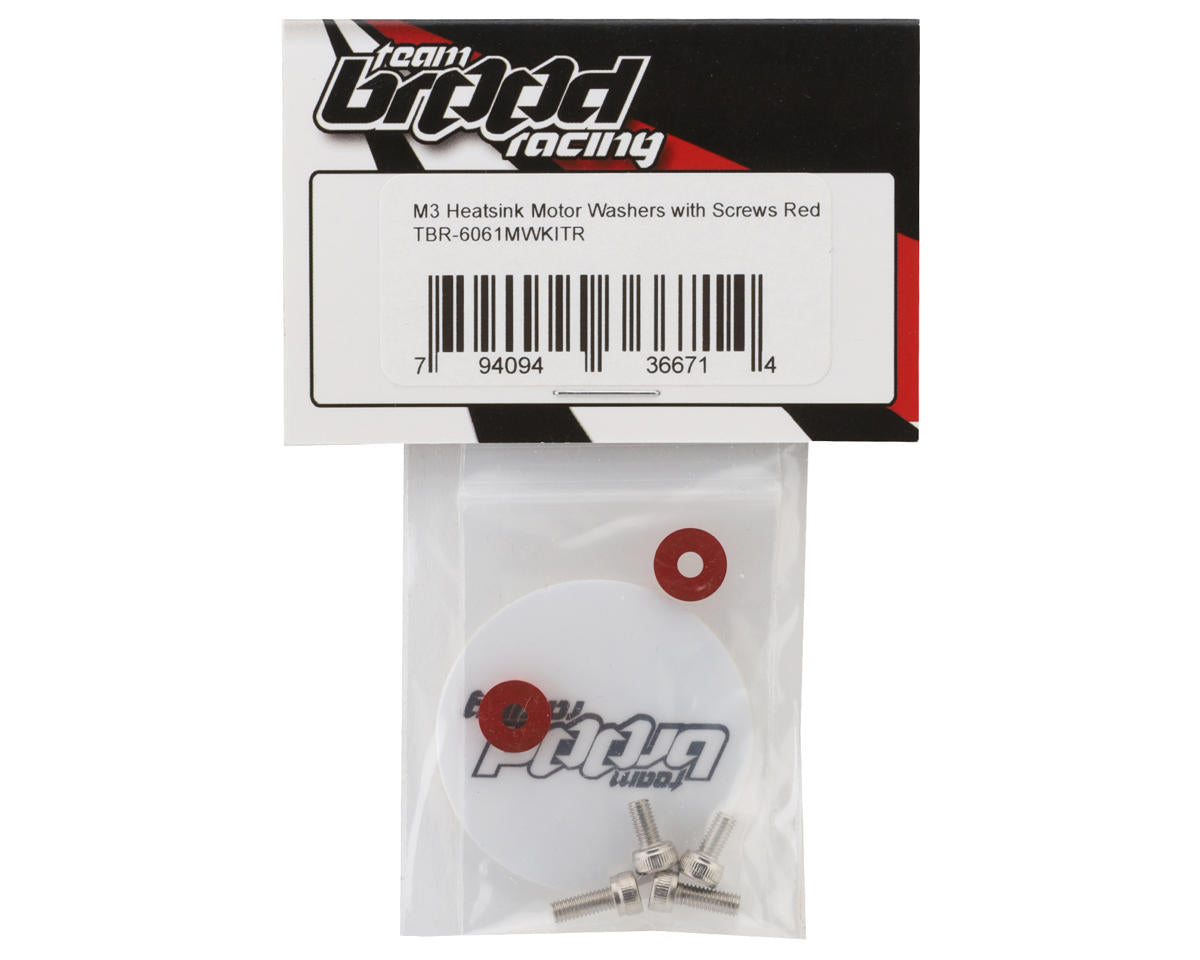 Team Brood 3mm 6061 Aluminum Heatsink Motor Washers w/Screws (Red)