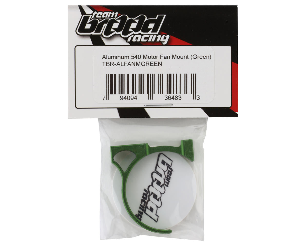 Team Brood Aluminum 540 Motor Fan Mount (Green) (Fits 25mm, 30mm & 35mm)