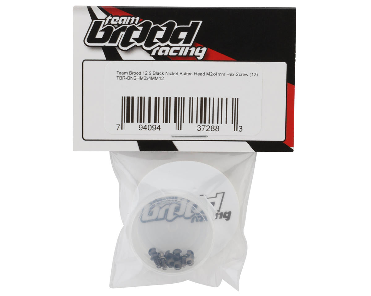Team Brood 2mm 12.9 Black Nickel Button Head Hex Screw (12) (2x4mm)