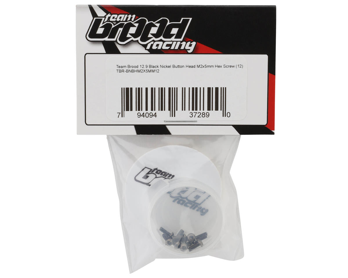 Team Brood 2mm 12.9 Black Nickel Button Head Hex Screw (12) (2x5mm)