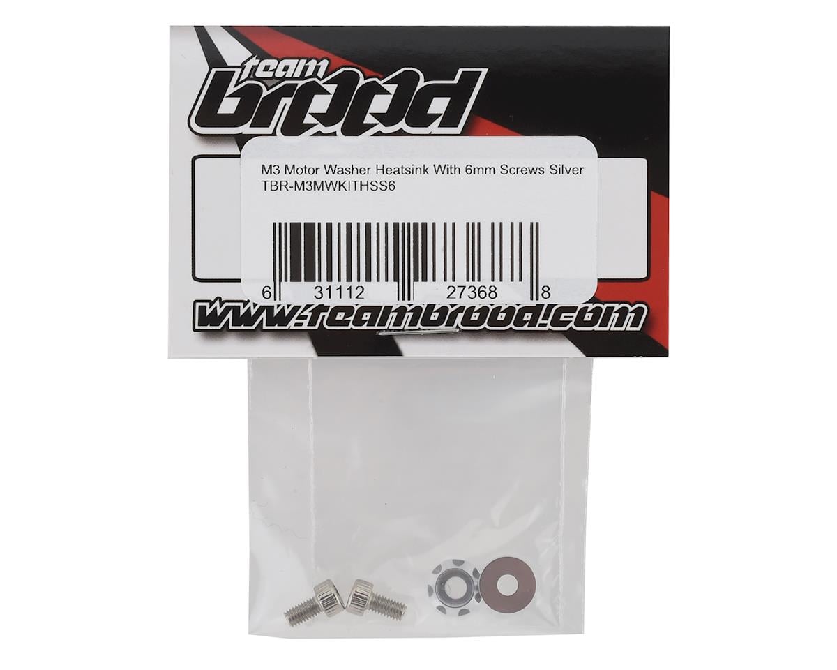 Team Brood M3 Motor Washer Heatsink w/Screws (Silver) (2) (6mm)