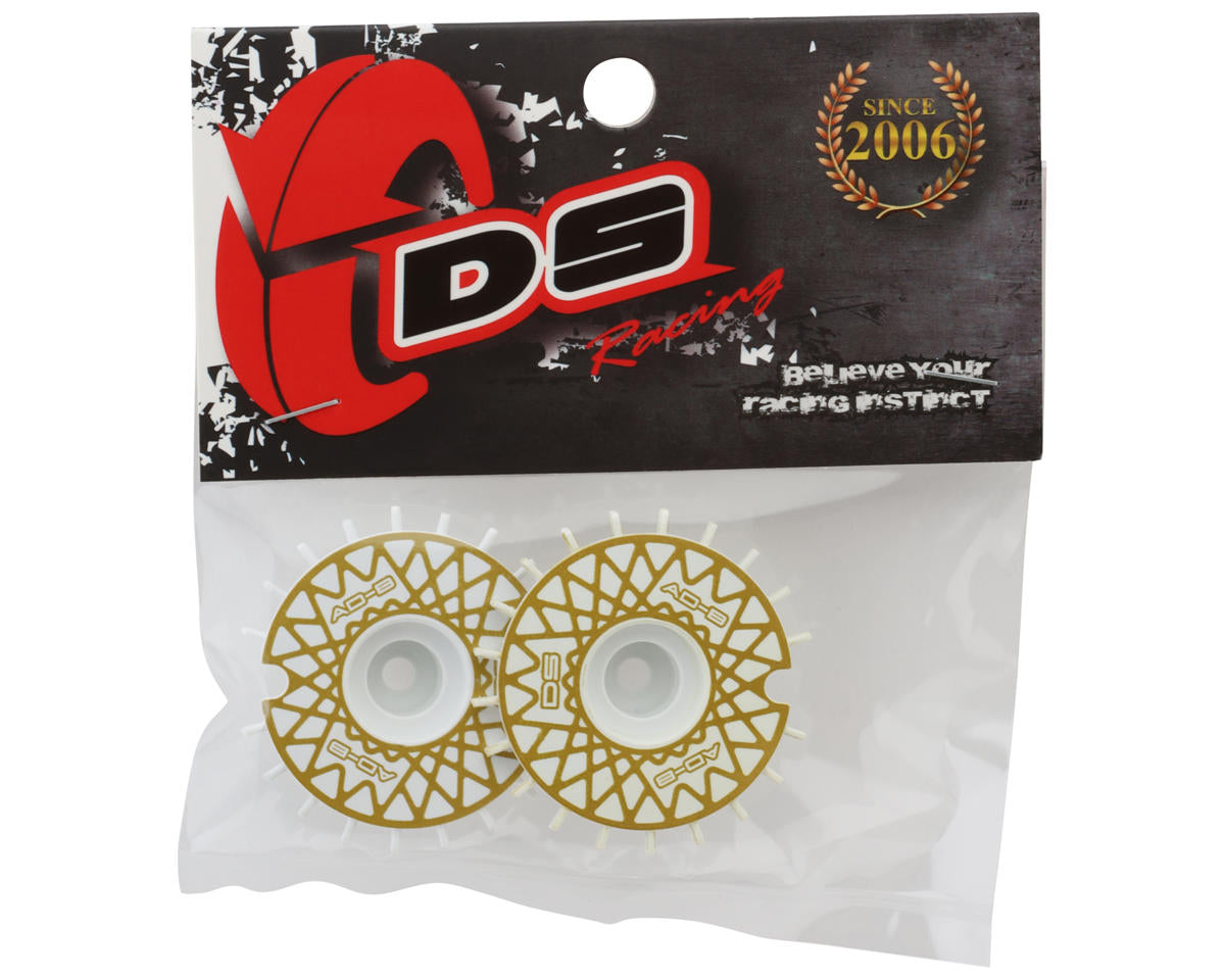 DS Racing Flat Aero Drift Wheel Covers (White/Gold Mesh) (2)