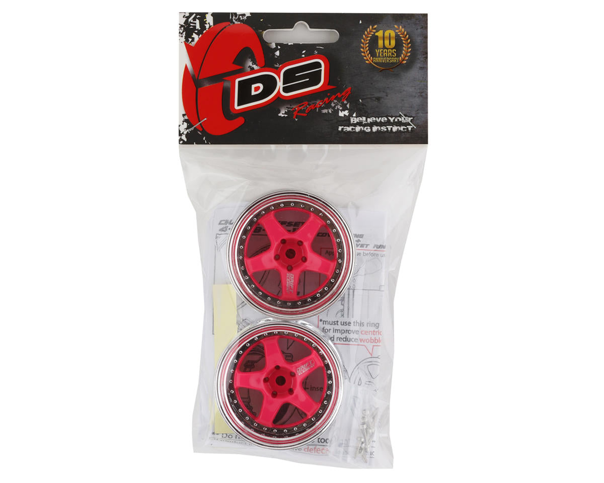 DS Racing Drift Element 5 Spoke Drift Wheel (Pink Face/Chrome Lip/Chrome Rivets)