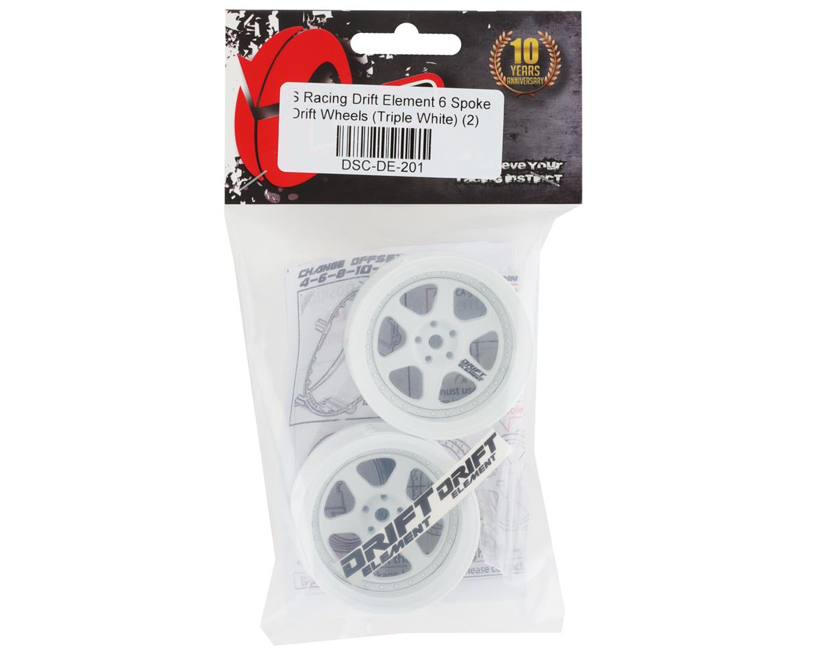 DS Racing Drift Element 6 Spoke Drift Wheels (Triple White) (2)
