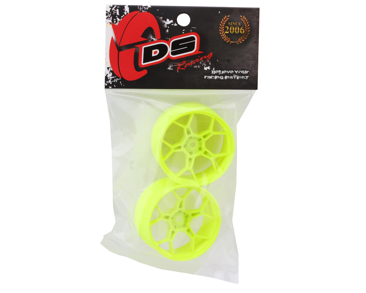 DS Racing Feathery Split Spoke Drift Wheels (Flu Lime) (2) (6mm Offset)