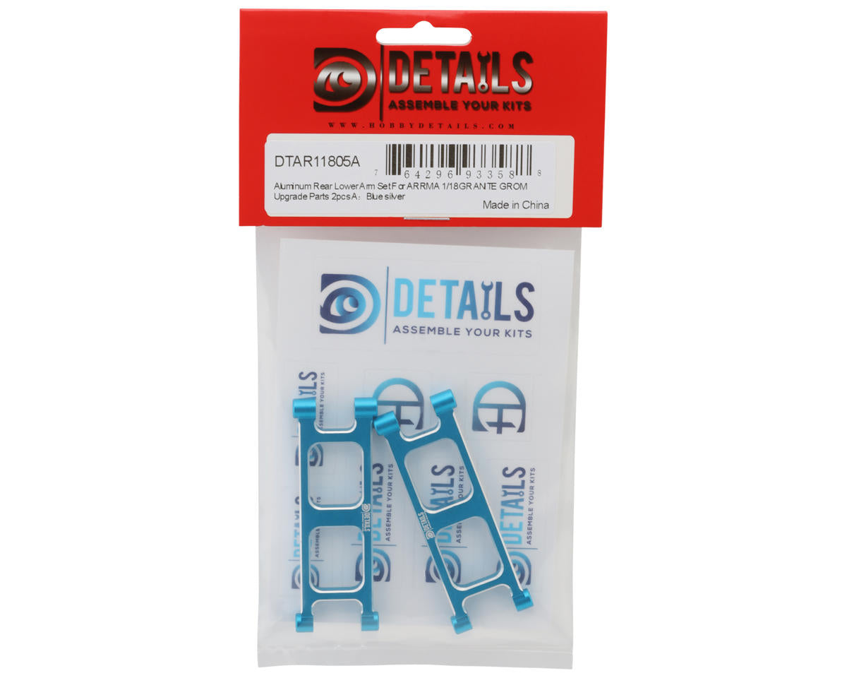 Hobby Details Arrma® Granite™ Grom Aluminum Rear Lower Arm Set (Blue) (2)