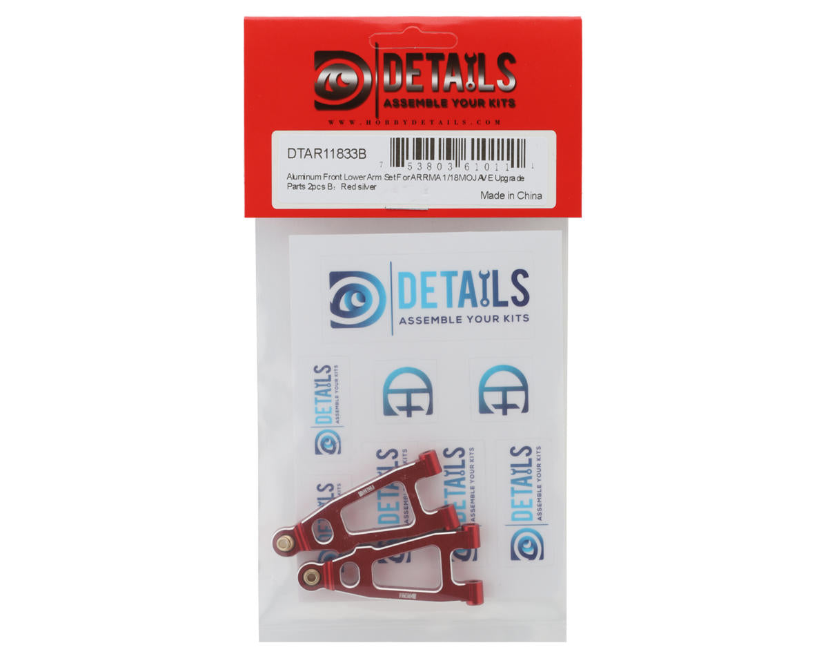 Hobby Details Arrma® Mojave™ Grom Aluminum Front Lower Arm Set (Red) (2)