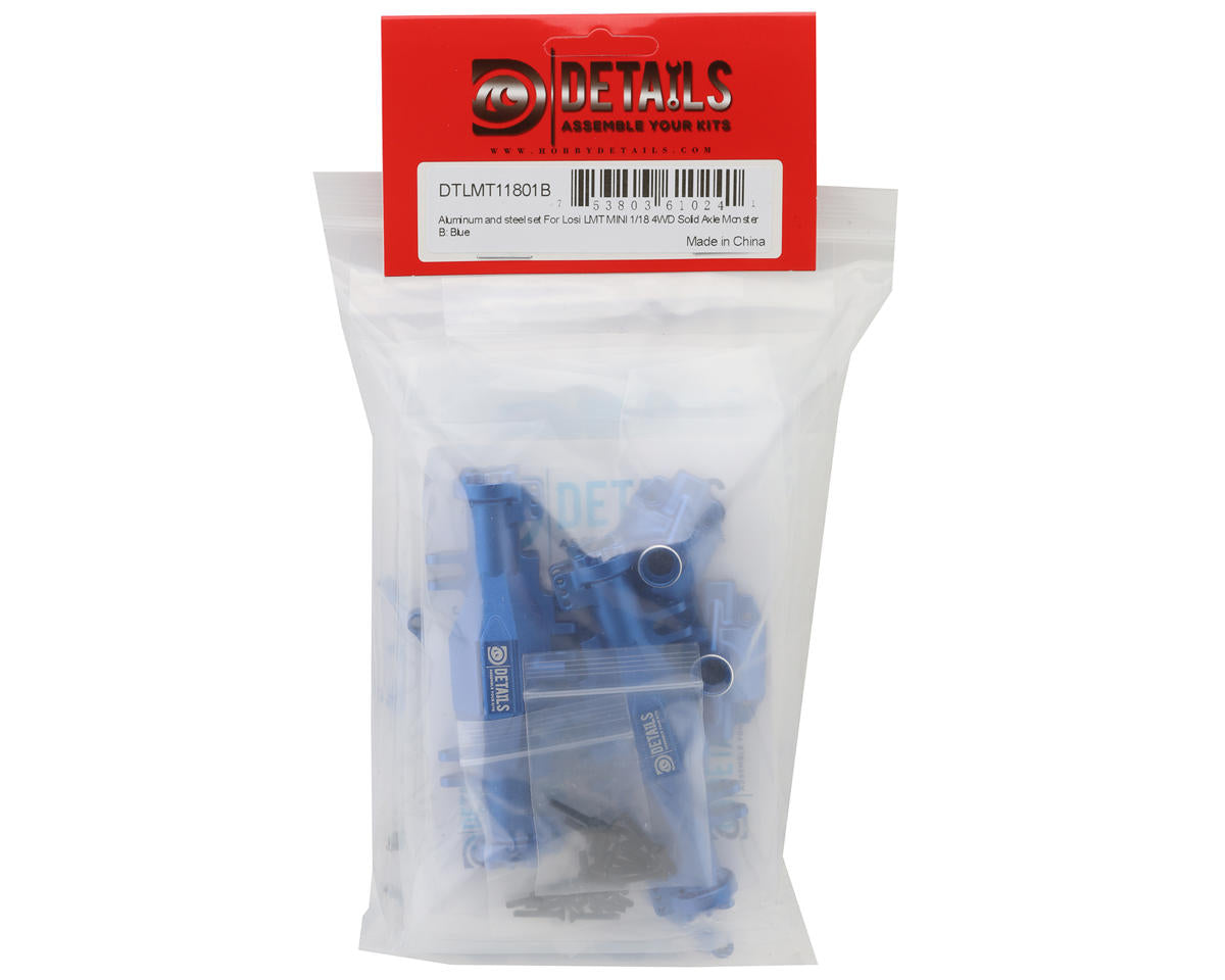 Hobby Details Losi Mini LMT Aluminum & Steel Upgrade Combo Set (Blue)