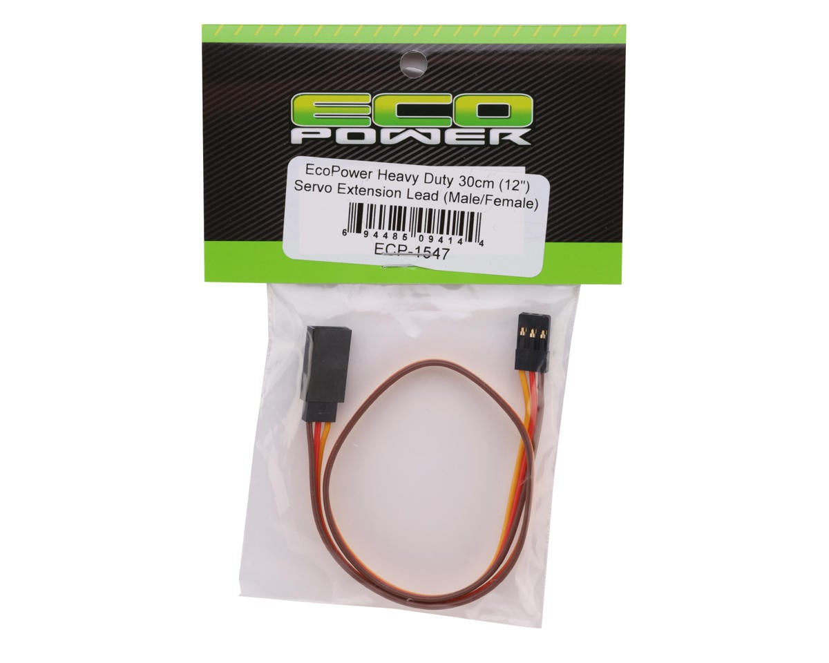 EcoPower Heavy Duty 30cm Servo Extension Lead (Male/Female) (12")