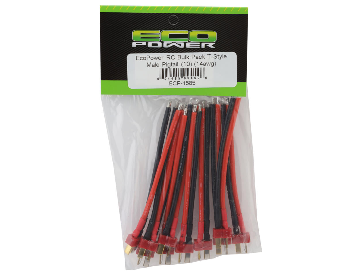 EcoPower Bulk Pack T-Style Pigtails (Male) (10) (14AWG)