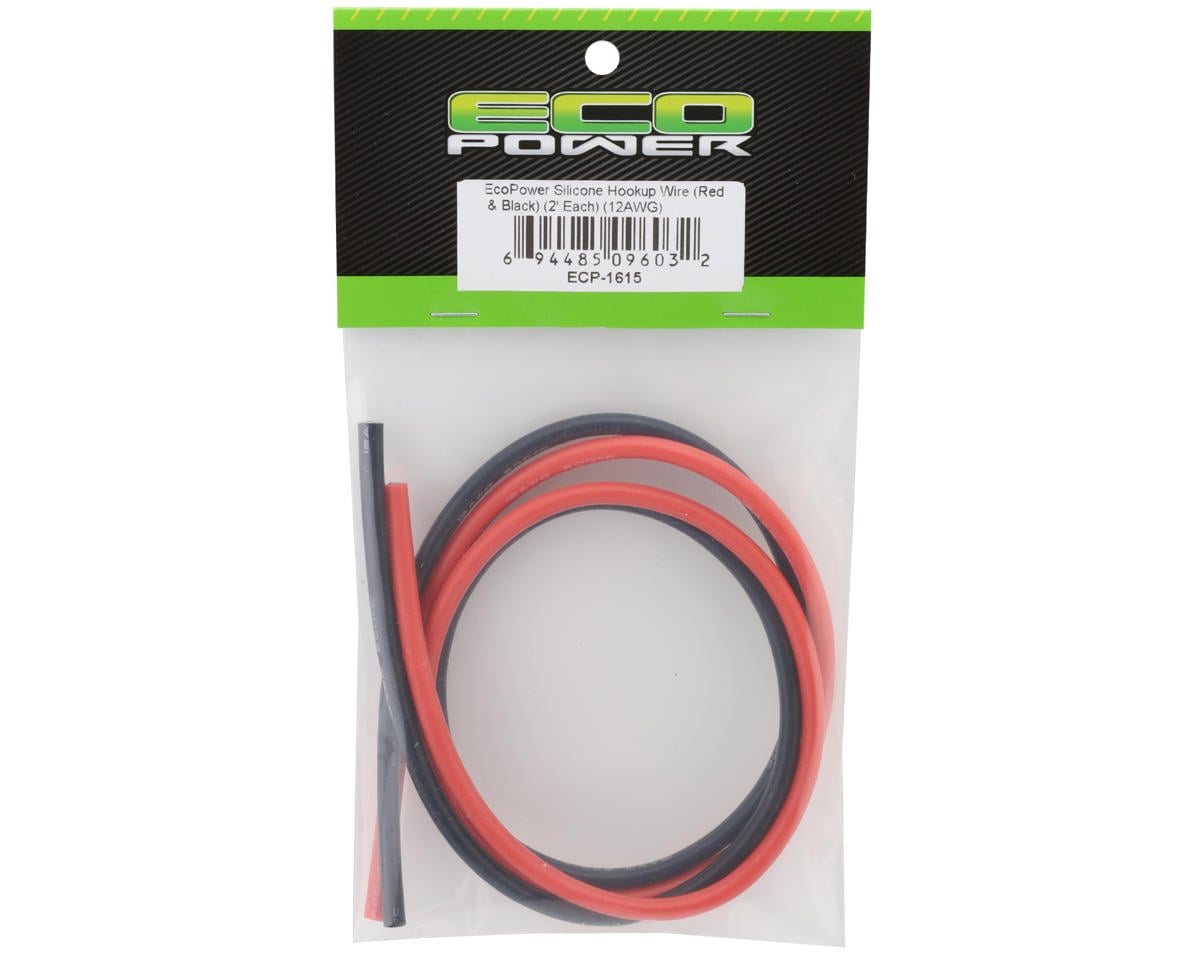 EcoPower Silicone Hookup Wires (Red & Black) (2) (12AWG)