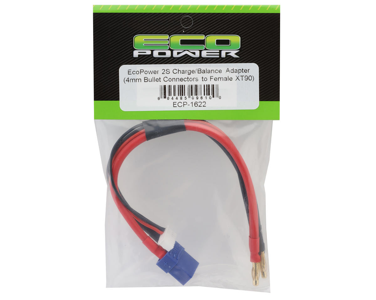 EcoPower 2S Charge/Balance Charge Lead Adapter (4mm Male Bullets to Female XT90)