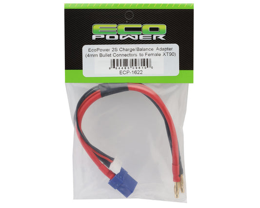 EcoPower 2S Charge/Balance Charge Lead Adapter (4mm Male Bullets to Female XT90)