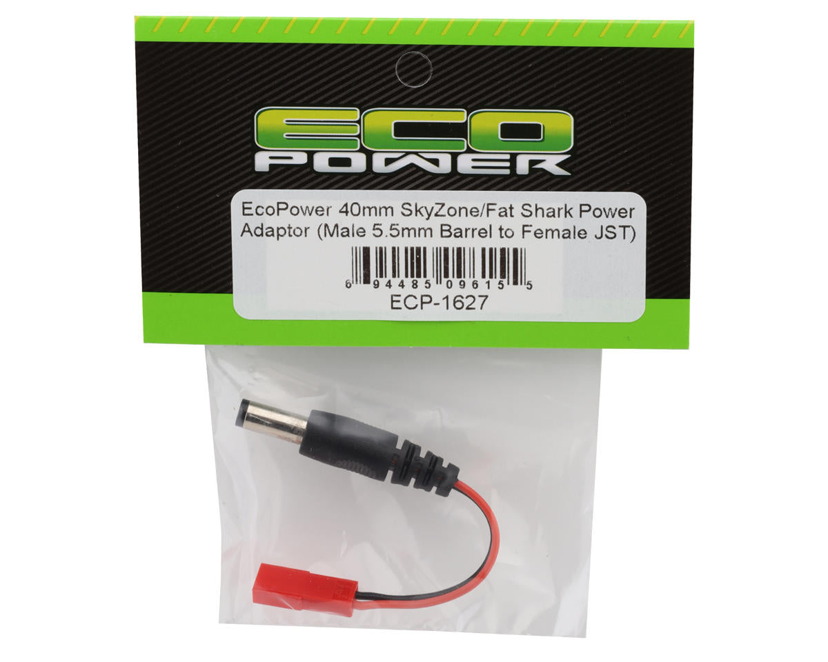 EcoPower 40mm SkyZone/Fat Shark Power Adaptor (Male 5.5mm Barrel to Female JST)