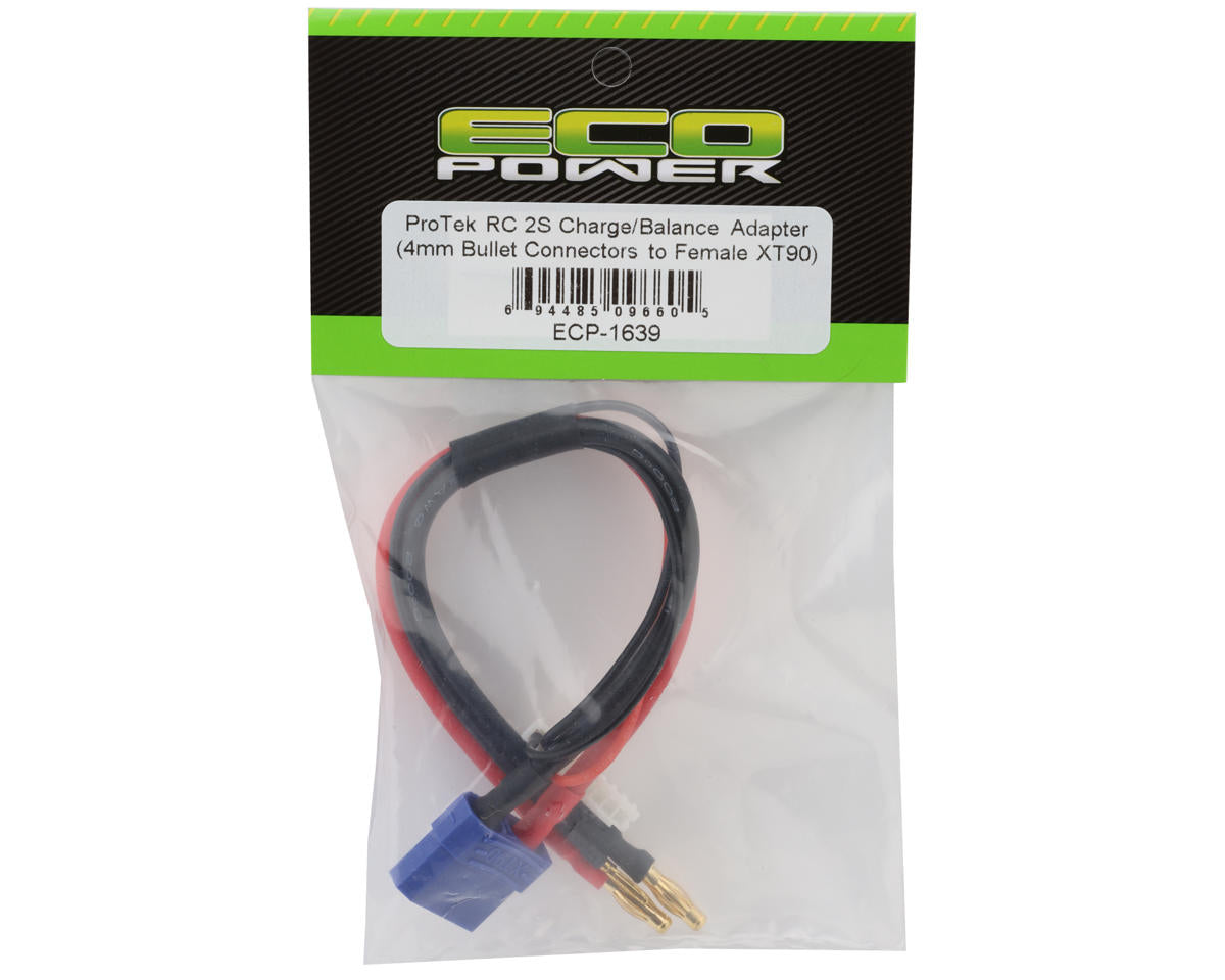 EcoPower 2S Charge/Balance Charge Lead Adapter (4mm Male Bullets to Female XT90)