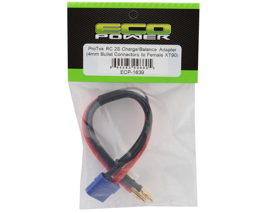 EcoPower 2S Charge/Balance Charge Lead Adapter (4mm Male Bullets to Female XT90)