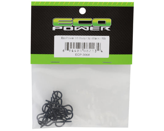 EcoPower 1/8 Body Clip (Black) (10)