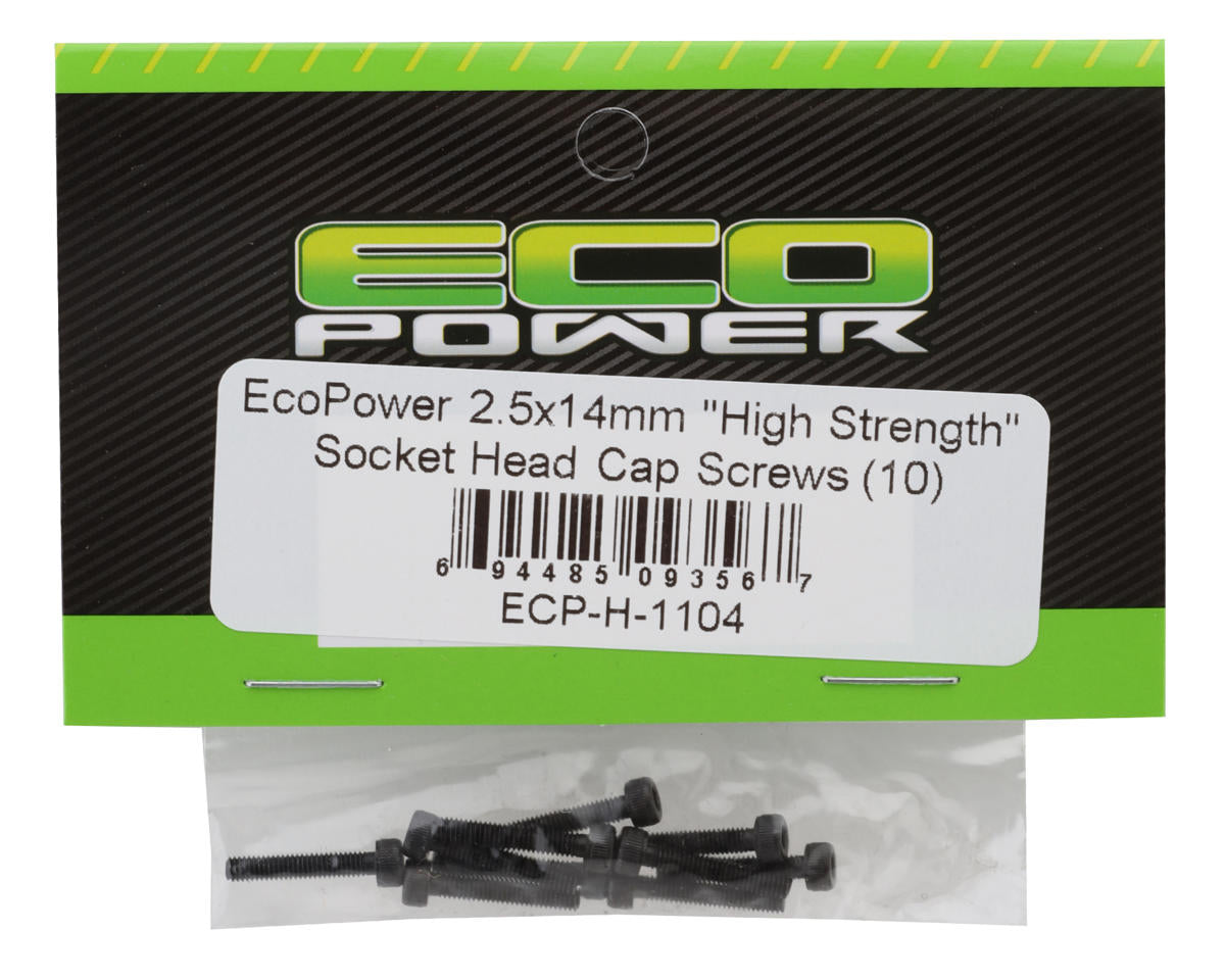EcoPower 2.5mm "High Strength" Steel Socket Head Cap Screws (10) (2.5x14mm)
