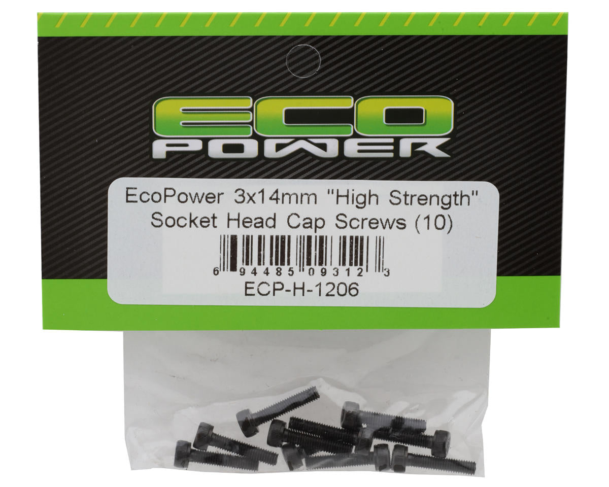 EcoPower 3mm "High Strength" Steel Socket Head Cap Screws (10) (3x14mm)