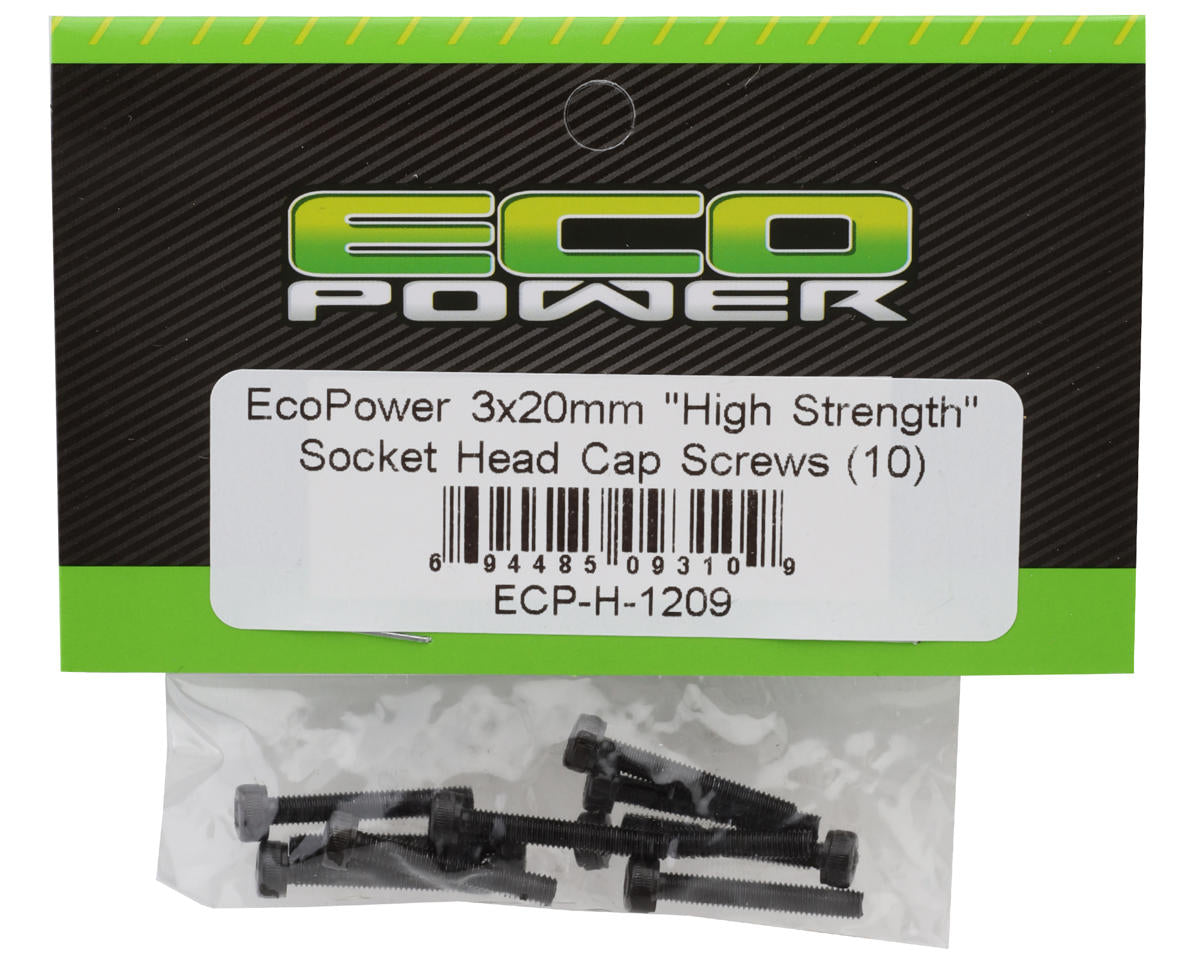 EcoPower 3mm "High Strength" Steel Socket Head Cap Screws (10) (3x20mm)