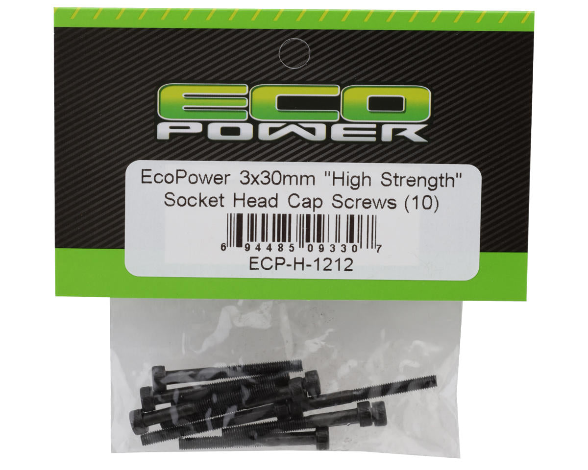 EcoPower 3mm "High Strength" Steel Socket Head Cap Screws (10) (3x30mm)