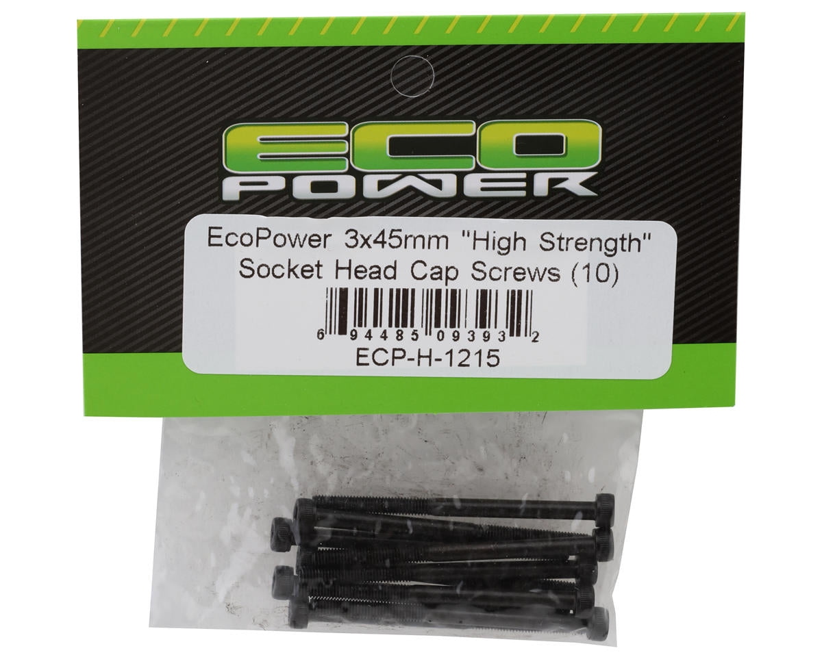 EcoPower 3mm "High Strength" Steel Socket Head Cap Screws (10) (3x45mm)