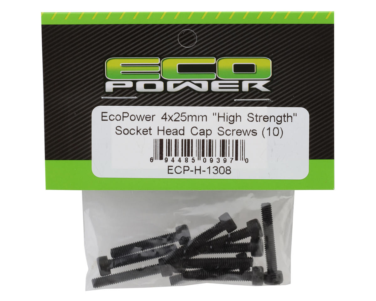 EcoPower 4mm "High Strength" Steel Socket Head Cap Screws (10) (4x25mm)