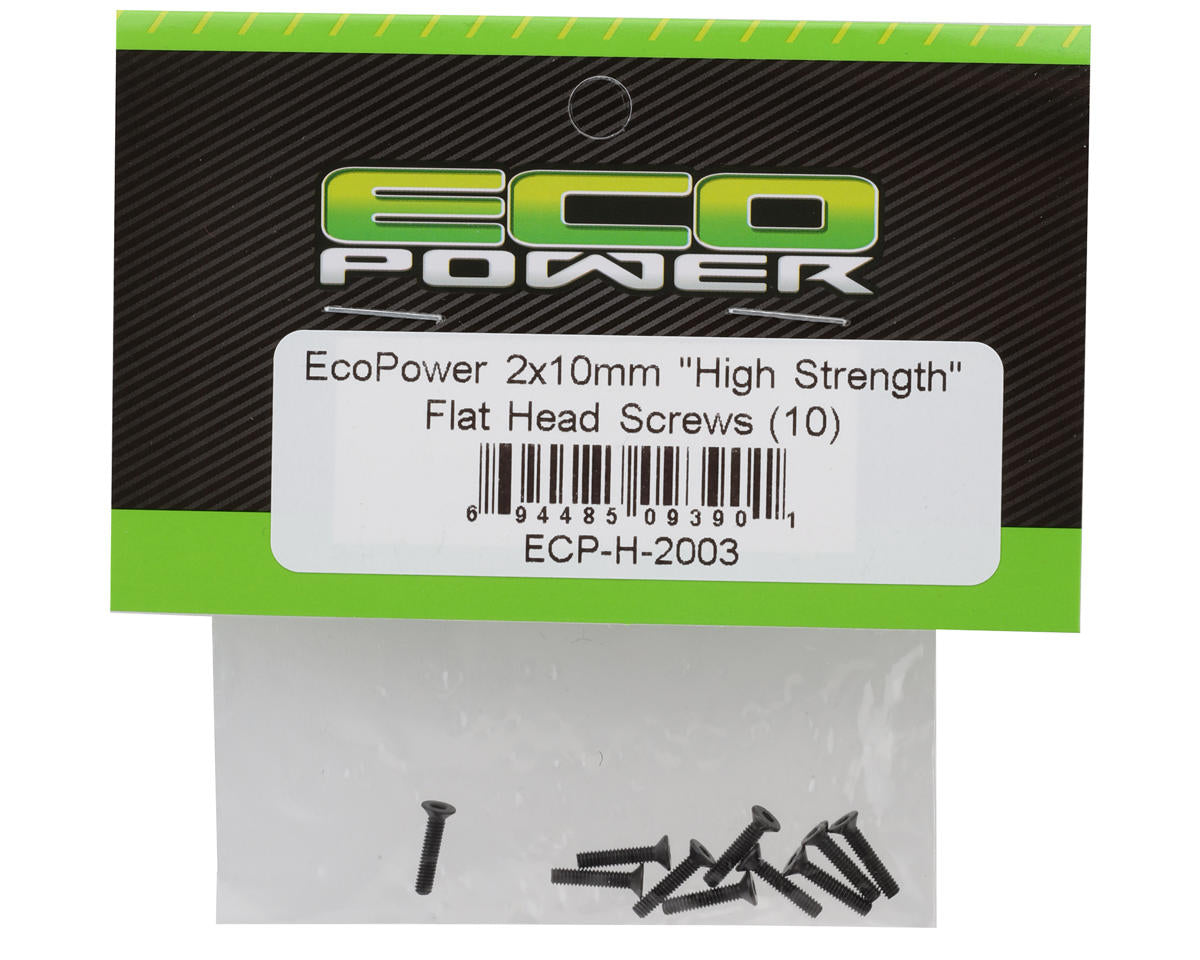 EcoPower 2mm "High Strength" Steel Flat Head Screws (10) (2x10mm)