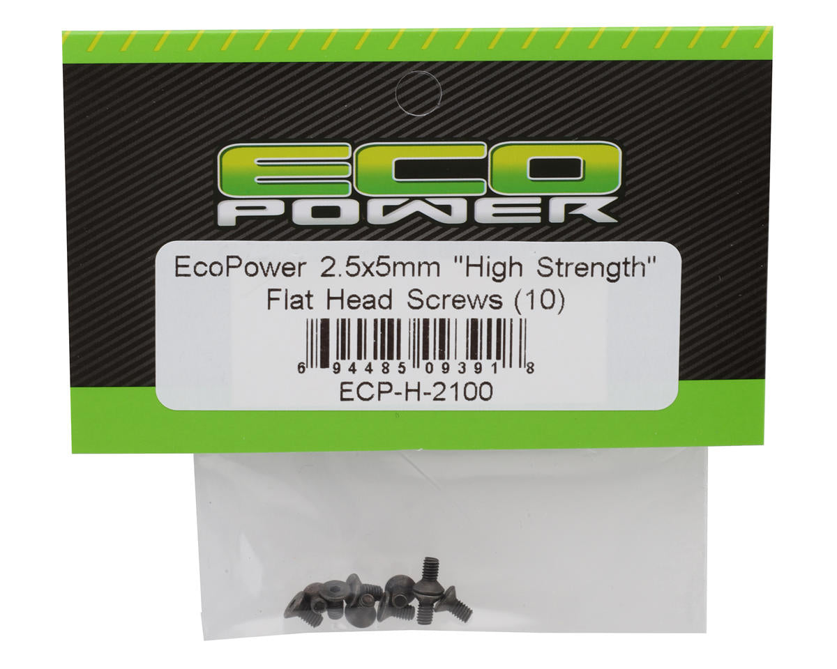 EcoPower 2.5mm "High Strength" Steel Flat Head Screws (10) (2.5x5mm)