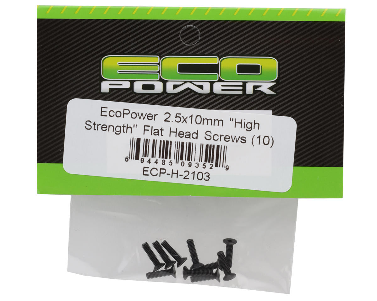 EcoPower 2.5mm "High Strength" Steel Flat Head Screws (10) (2.5x10mm)