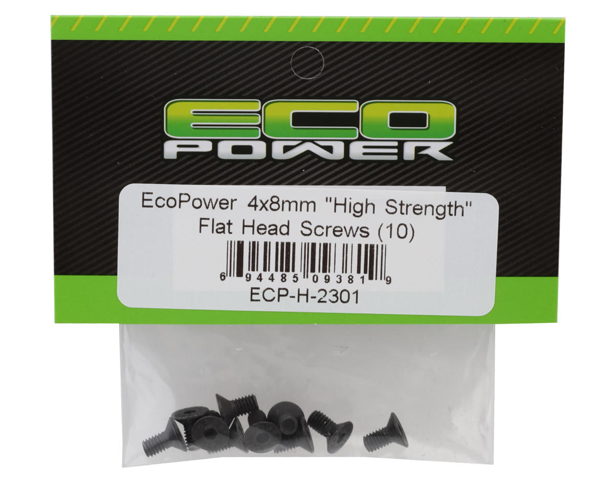EcoPower 4mm "High Strength" Steel Flat Head Screws (10) (4x8mm)