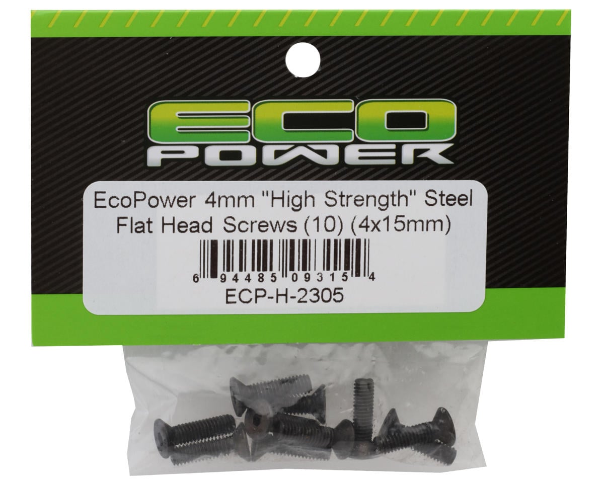 EcoPower 4mm "High Strength" Steel Flat Head Screws (10) (4x15mm)
