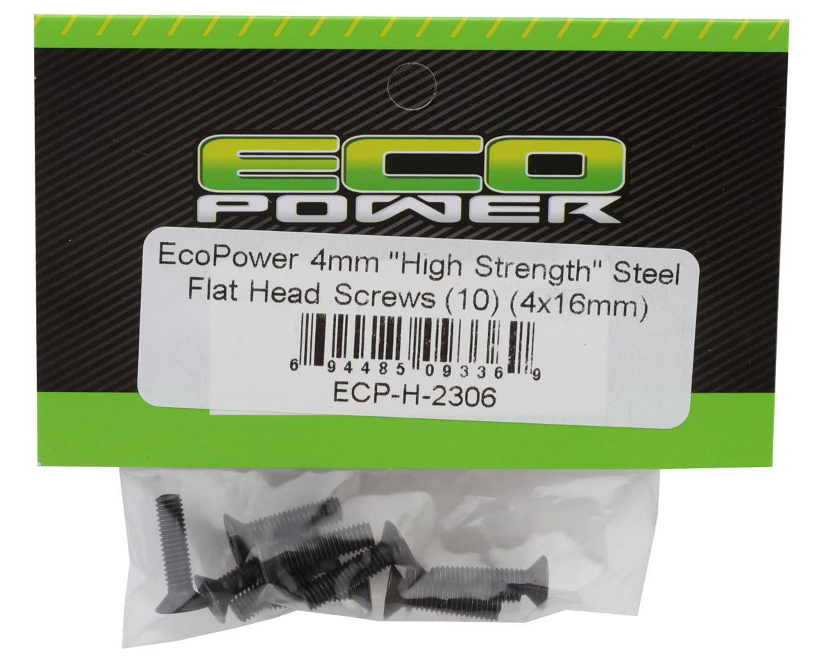 EcoPower 4mm "High Strength" Steel Flat Head Screws (10) (4x16mm)