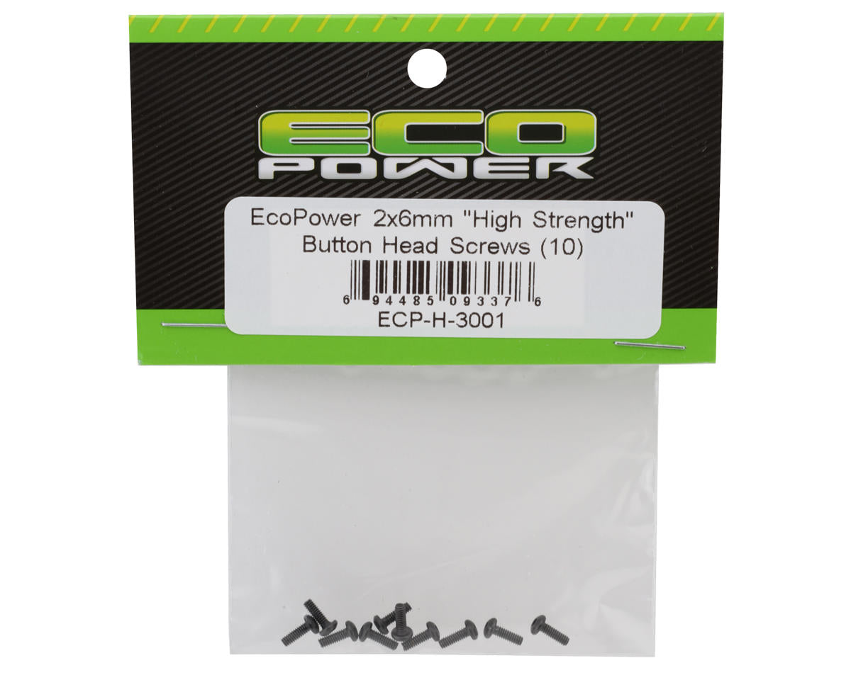 EcoPower 2mm "High Strength" Steel Button Head Screws (10) (2x6mm)