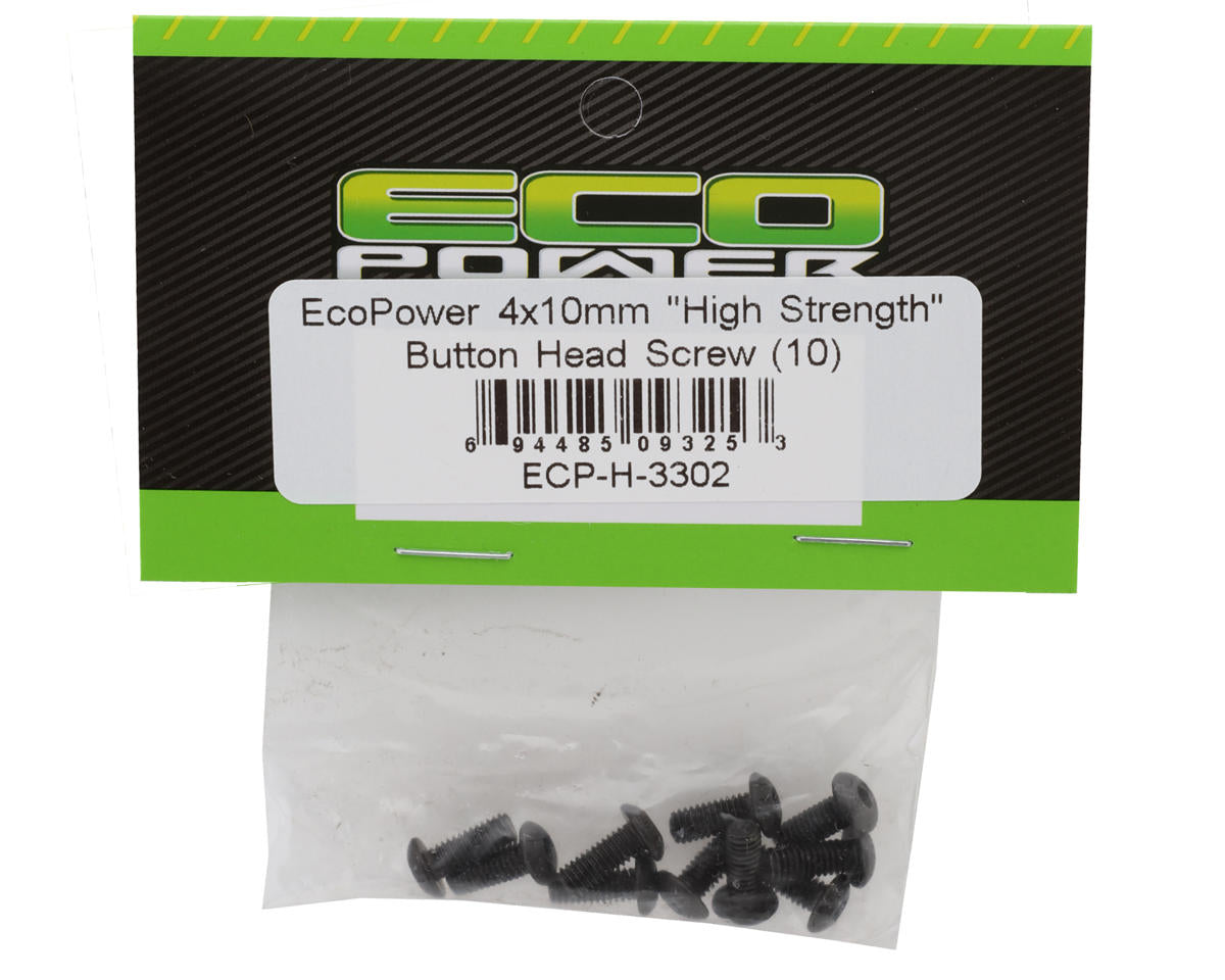 EcoPower 4mm "High Strength" Steel Button Head Screws (10) (4x10mm)