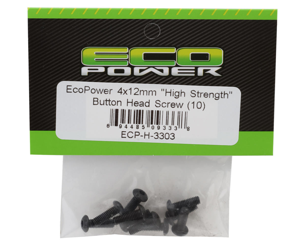 EcoPower 4mm "High Strength" Steel Button Head Screws (10) (4x12mm)