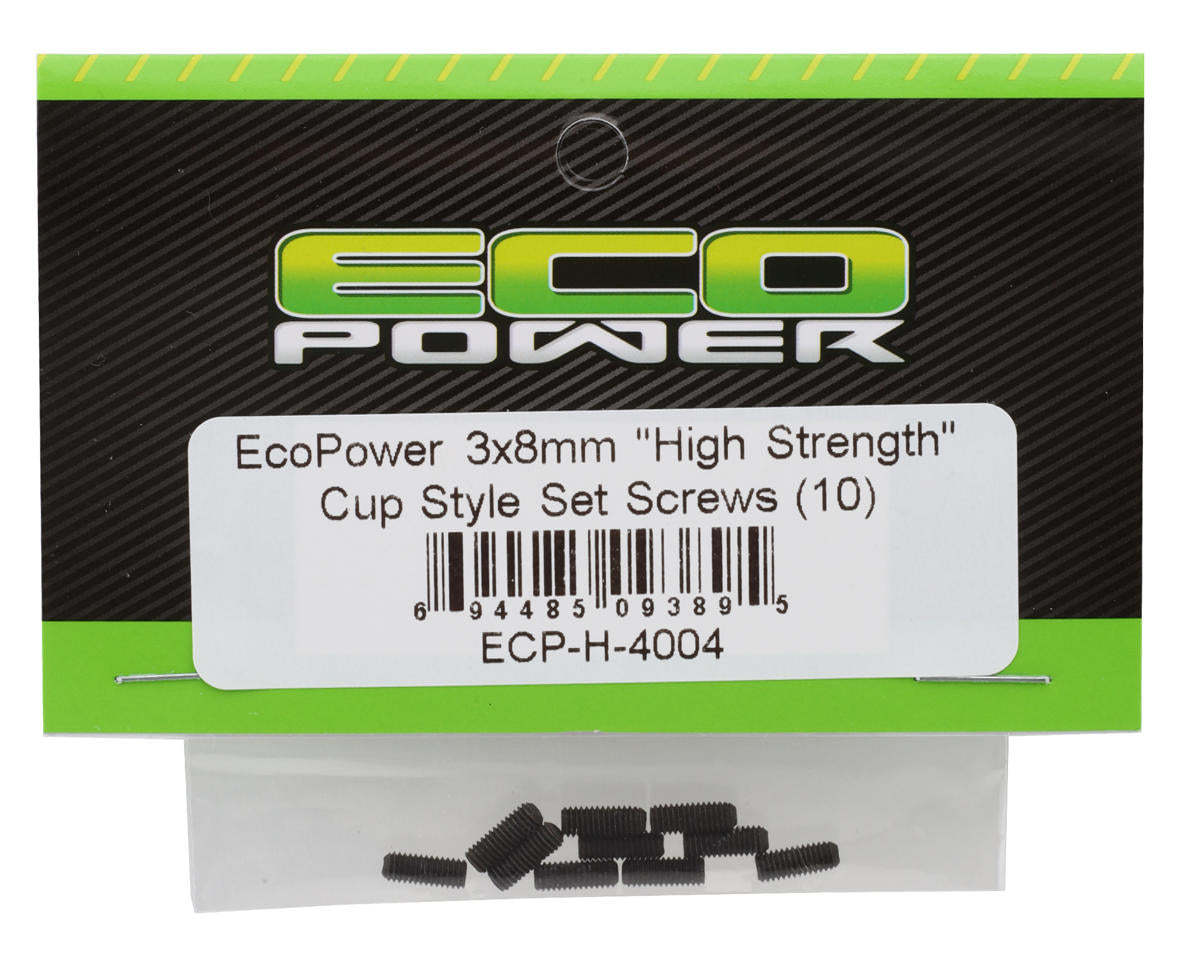 EcoPower 3mm "High Strength" Steel Cup Style Set Screws (10) (3x8mm)