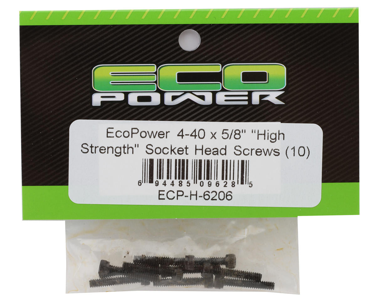 EcoPower 4-40 "High Strength" Socket Cap Head Screws (10) (4-40x5/8")