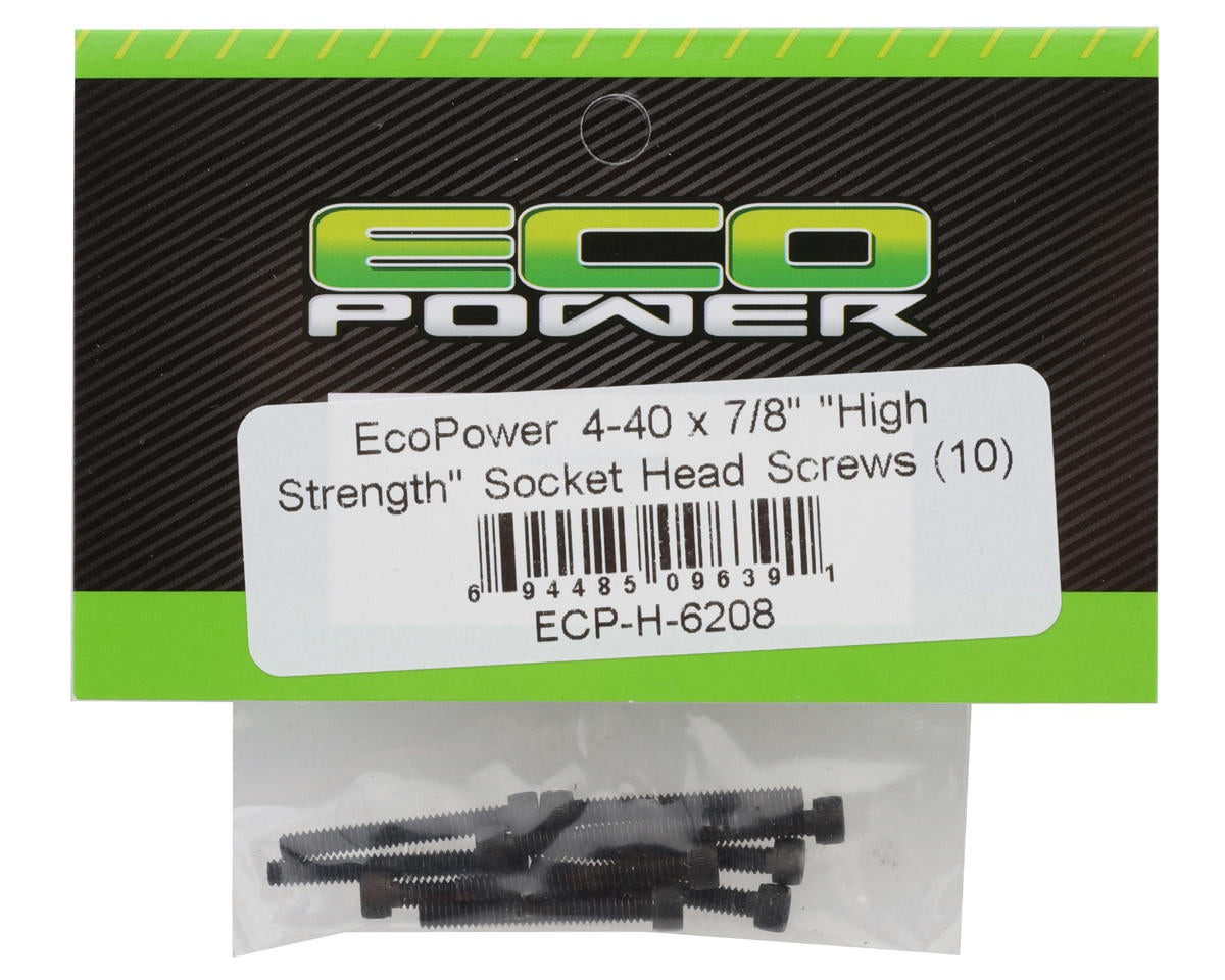 EcoPower 4-40 "High Strength" Socket Cap Head Screws (10) (4-40x7/8")