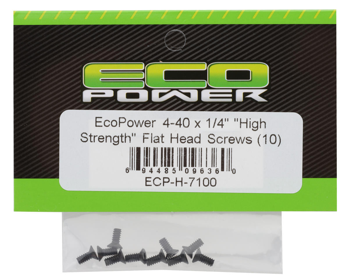 EcoPower 4-40 "High Strength" Flat Head Screws (10) (4-40x1/4")